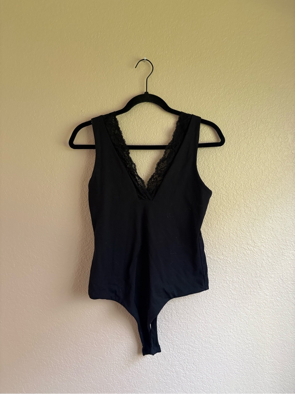Susana Monaco Black Lace Trim Bodysuit